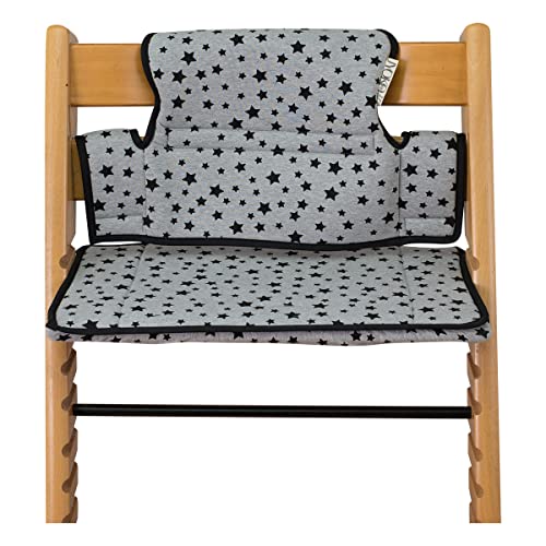 Image of JYOKO Kids Cushion Made Cotton 100% Compatible with Stokke Tripp Trapp high Chair (Black Star)