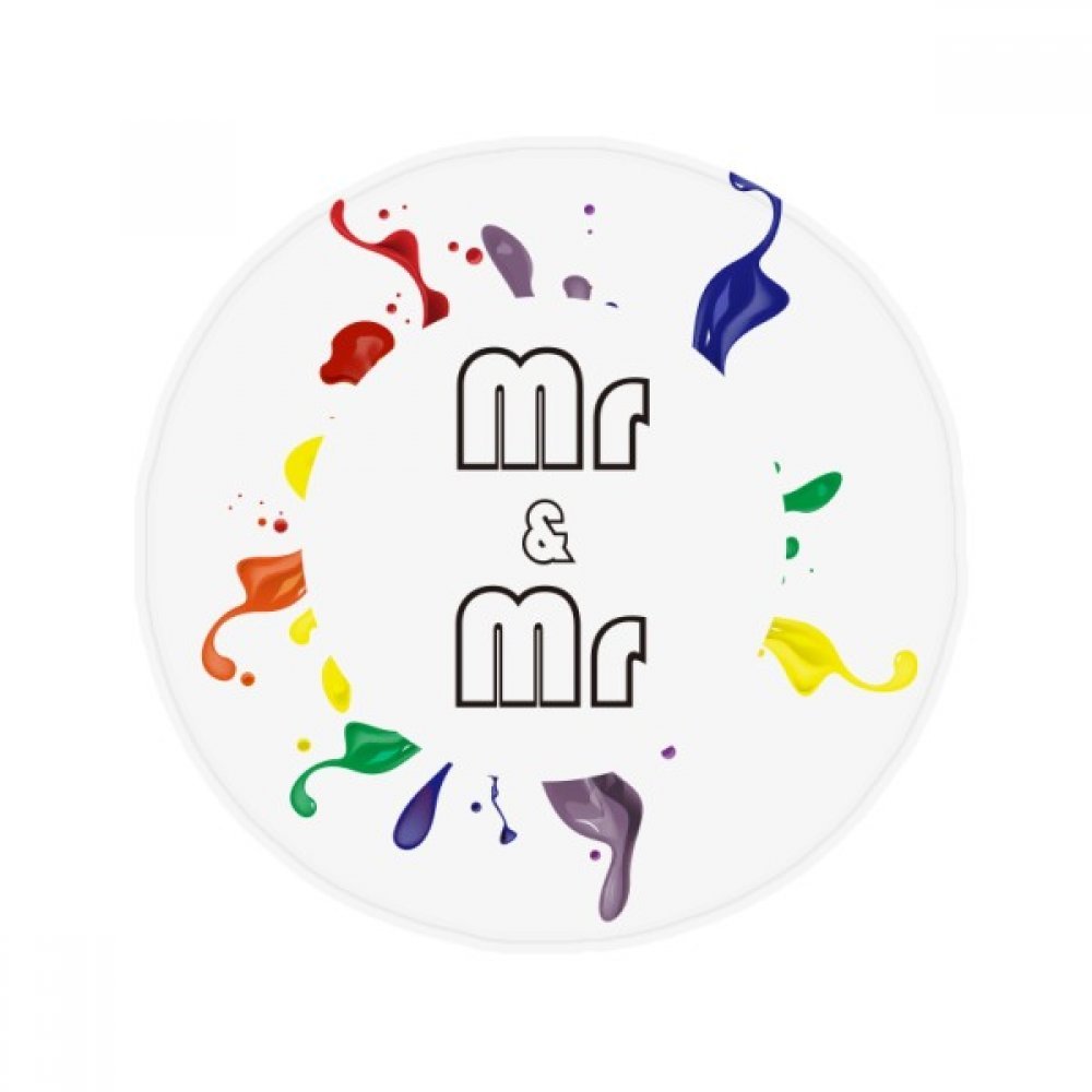 Tapis rond LGBT Mr & Mr 50x50cm antidérapant multicolore