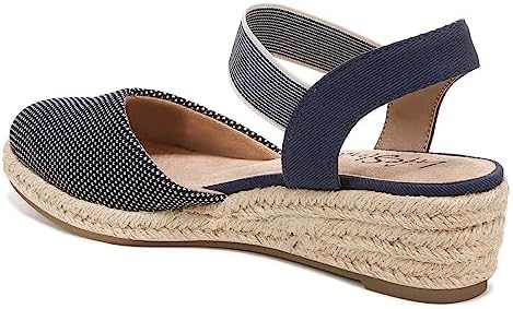 LifeStride Womens Kimmie Espadrille Wedge Sandal Loafer, Navy, 9.5 Wide US | Image 4