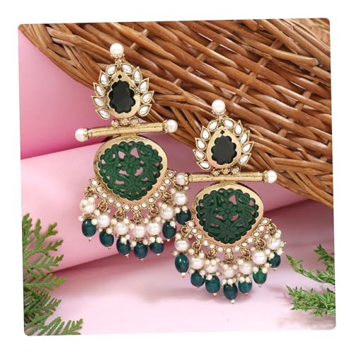 Image of I Jewels Traditional Kundan & Pearl Style Dangle Earrings For Women