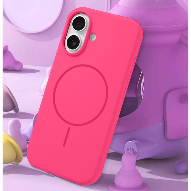 Image of LuxuryKase Silicone Magnetic Case for iPhone 17 | Soft Microfiber Lining | MagSafe Support | Shockproof Protective Cover | Precise Cutouts | Slim Fit Design - Pink