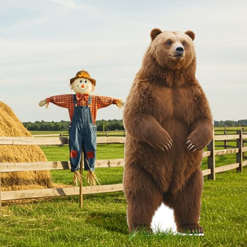 Image of Brown Bear Cardboard Cutout, 6FT Life Size, 1 PC | Fun Animal Cardboard Standup, for Events, Party Decor, Birthday, Photos, Kids & Adults, Photo Booth, Home Decoration