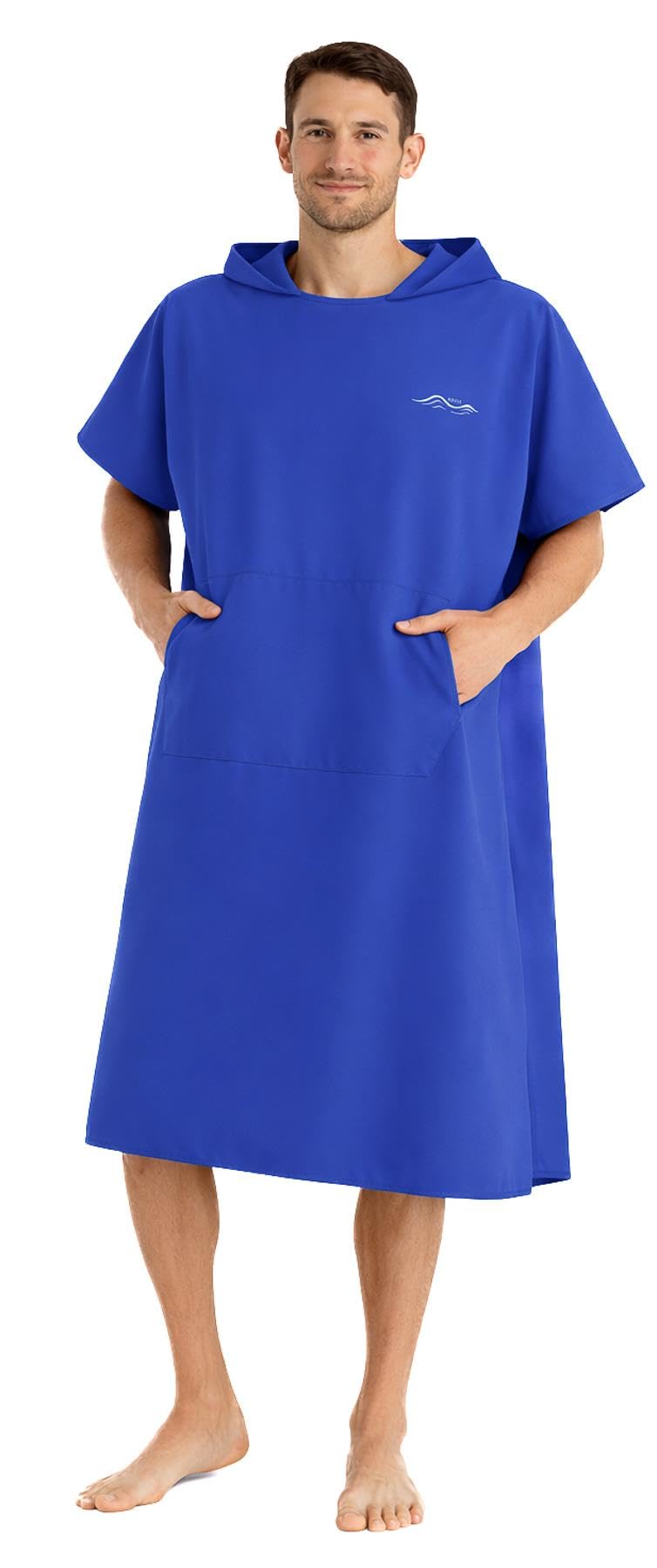 Adore Microfibre Changing Robe Poncho Towel with Hood - Quick Dry Beach & Surf Changing Robe for Swimming, Paddleboard & Watersports, Royal Blue, L/XL