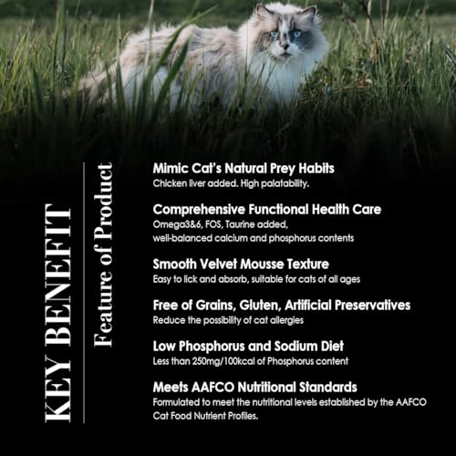 Image of CHERIE Healthy Living Wet Cat Food Seafood Variety, 24 Pack, 2.8 oz. Can | with Premium Tuna, Salmon, Mackerel - Silky Mousse Texture, Grain-Free, for All Life Stages - Kitten /Adult /Senior