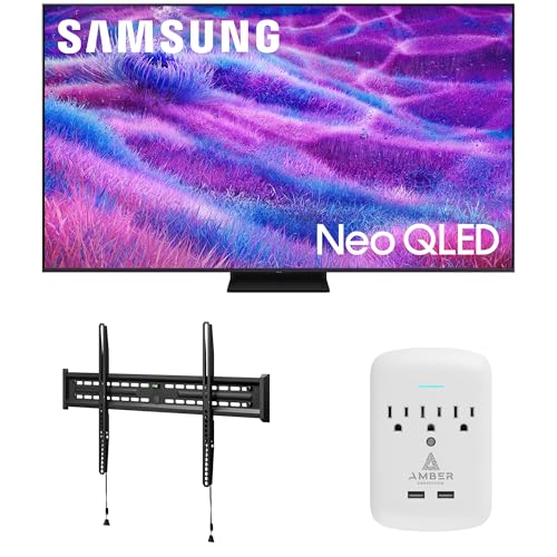 Samsung QN55QN80FAFXZA 55 Inch Neo QLED QN80F Series Supreme UHD 4K TV with a Walts FIXED-MOUNT-43-90 Mount and Amber Protection 3-Outlet-Surge Surge Protector (2025)