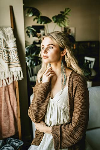 Bohemian handmade long lightweight feather dangle earrings for women2