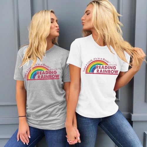 Women Reading Rainbow Shirts Take a Look It's in a Book Shirt Funny Book Lover Gift Shirt Teachers Tee Tops2