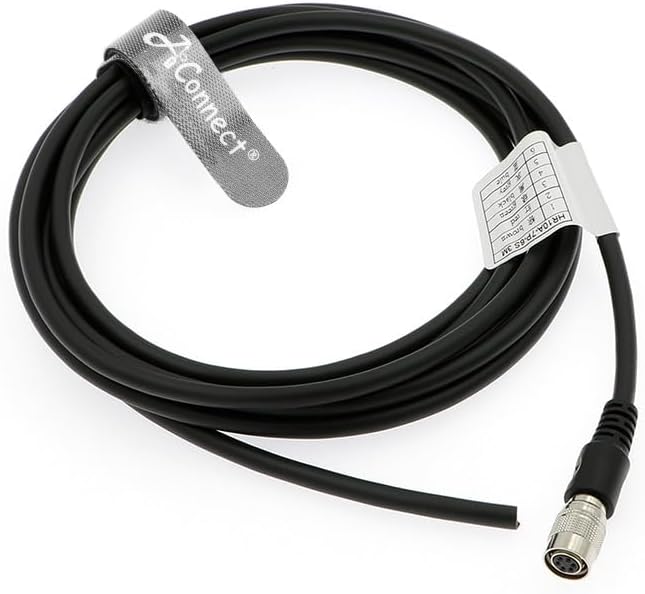 HR10A-7P-6S Hirose 6-Pin Female to Open End Cable, High-Flex Drag Chain Camera Cable for Basler, Cognex, Sony, Hikvision & 20+ Industrial Cameras - Power, I/O, Data Transmission (20M/65.62ft)