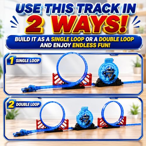 Image of Graphene 29 Pieces Shark Track Battle Toy Car Racing Set for Kids (3+ Years) Double Loop 360 Spin Multiplayer Adventure Toy Playset With1 Pullback Car Boys Girls