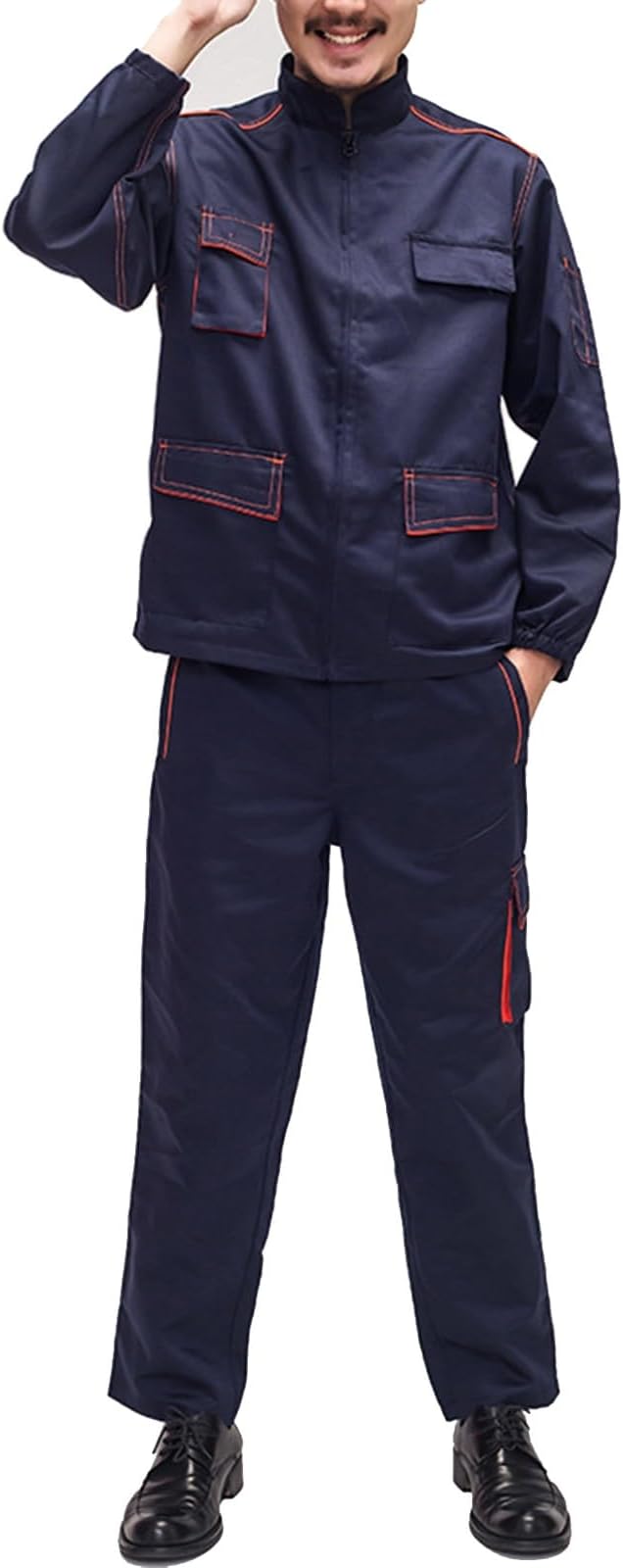Men's Long Sleeve Work Set Industrial Uniform Multi-Pocket Mechanic Engineer Workwear for Welder