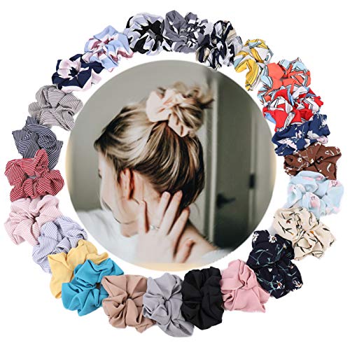 Kingrol 24 Pack Hair Scrunchies, No Metal Elastics Hair Ties, Hair Accessories for Girls and Women