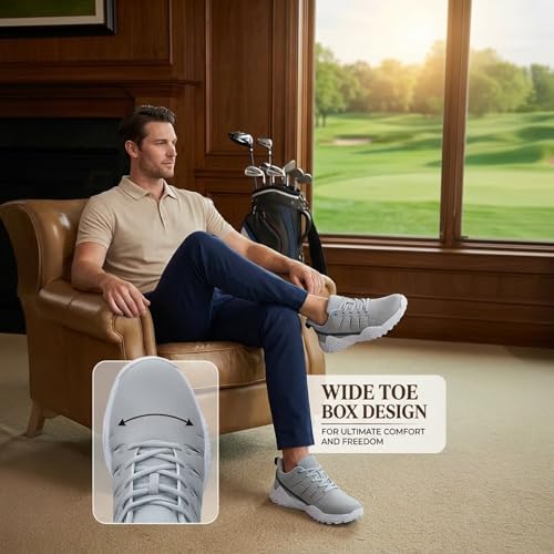 TEOHRW Wide Mens Slip-on Golf Shoes