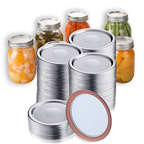 100 Pcs Regular Mouth Canning Lids for Mason Jars Split-Type Jar Lids Leak Proof and Secure Canning Caps with Silicone Seals (Silver)