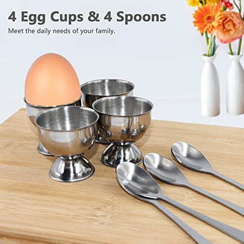 Egg Cracker Topper Set - Complete Soft Boiled Egg Tool Set Easy Eggs Opener Egg Cups Cutter & Spoons Egg Holders #TOP6