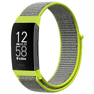 Niboow Armband Kompatibel mit Fitbit Charge 4/Fitbit Charge 3/Fitbit Charge 3 SE, Nylon Solo Loop, Einstellbar Sport Ersatzband Kompatibel mit Fitbit Charge 4/Charge 3/Charge 3 SE-Gelb Blinken