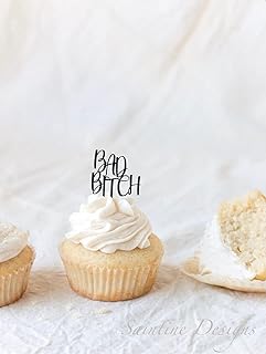 Personalised Bad Bitch Cake Topper | Custom Party Decoration | Black Cake Topper Wedding 13th 16th 18th 21st 30th 50th 60th 80th Hand Finished in UK