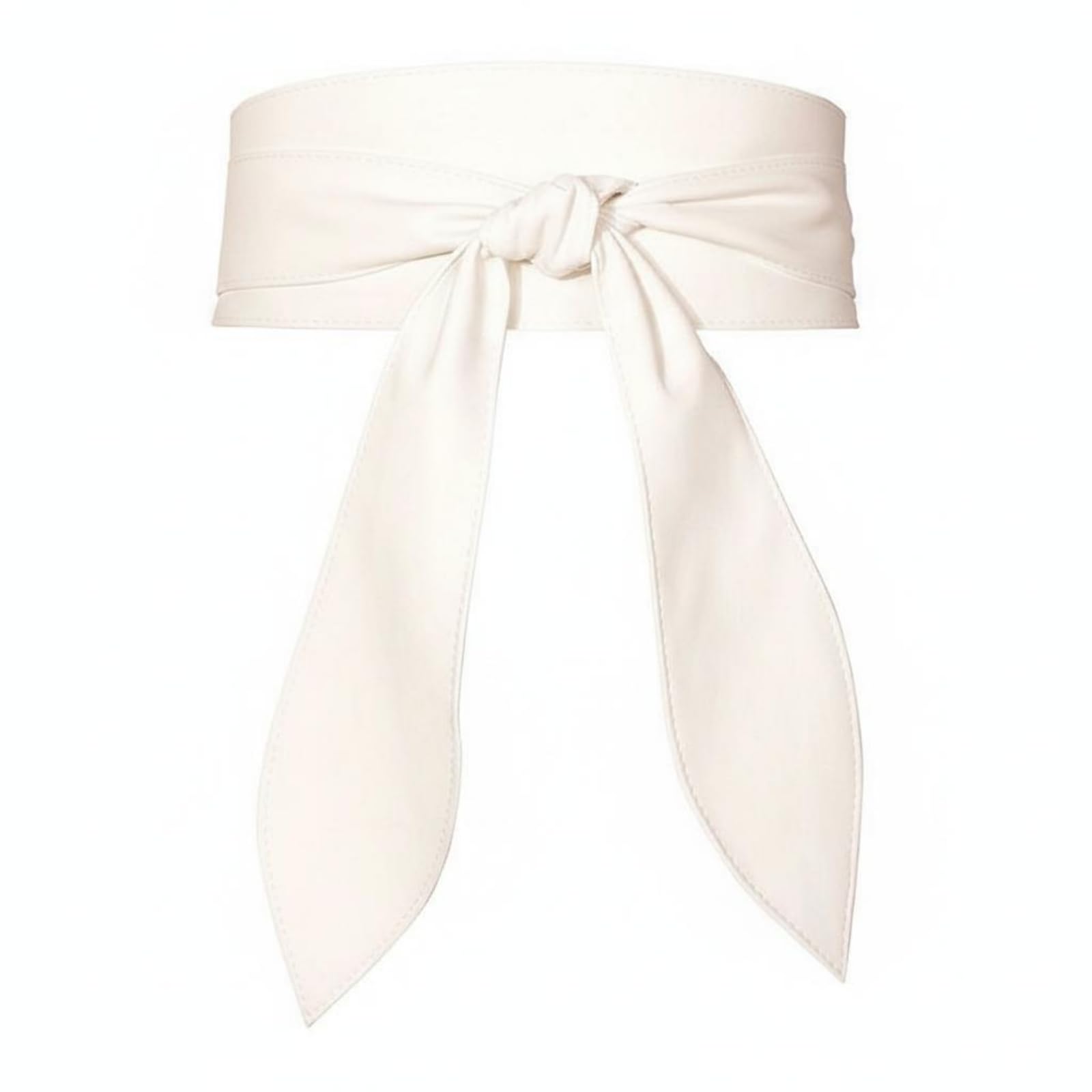 Soft Long Waist Tie Belt Elegant Wide Bow Belt Versatile Waist Wrap Bow Sash Lightweight For Women, Dress Outfits, Party, Formal Wear, White, L|Belts-image-42
