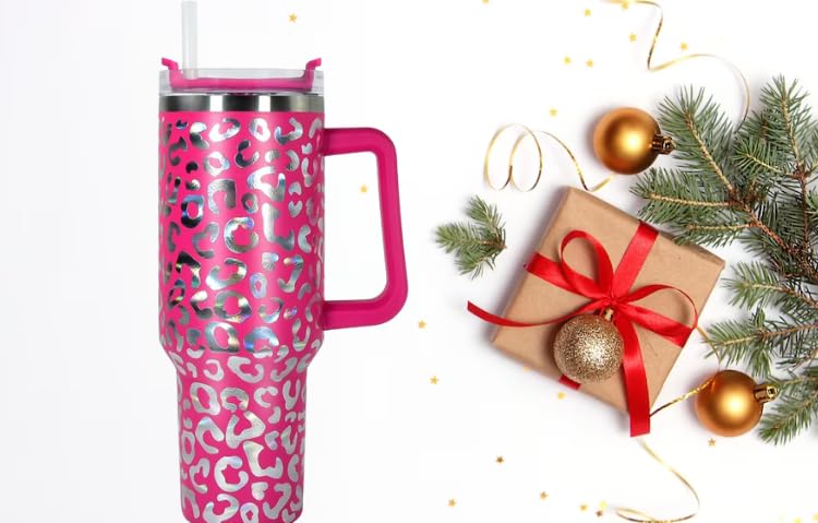 Tumbler With Lid And Straw 40 Oz,Insulated Tumblers, Travel Water Bottle, Trending Cups For Women & Men, Great Travel Gifts For Her & Him 3d Bright Pink Tumblr