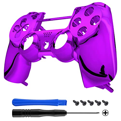 eXtremeRate Chrome Purple Edition Custom Front Housing Shell Faceplate Compatible with ps4 Pro Slim Controller CUH-ZCT2 JDM-040 JDM-050 JDM-055 - Controller NOT Included