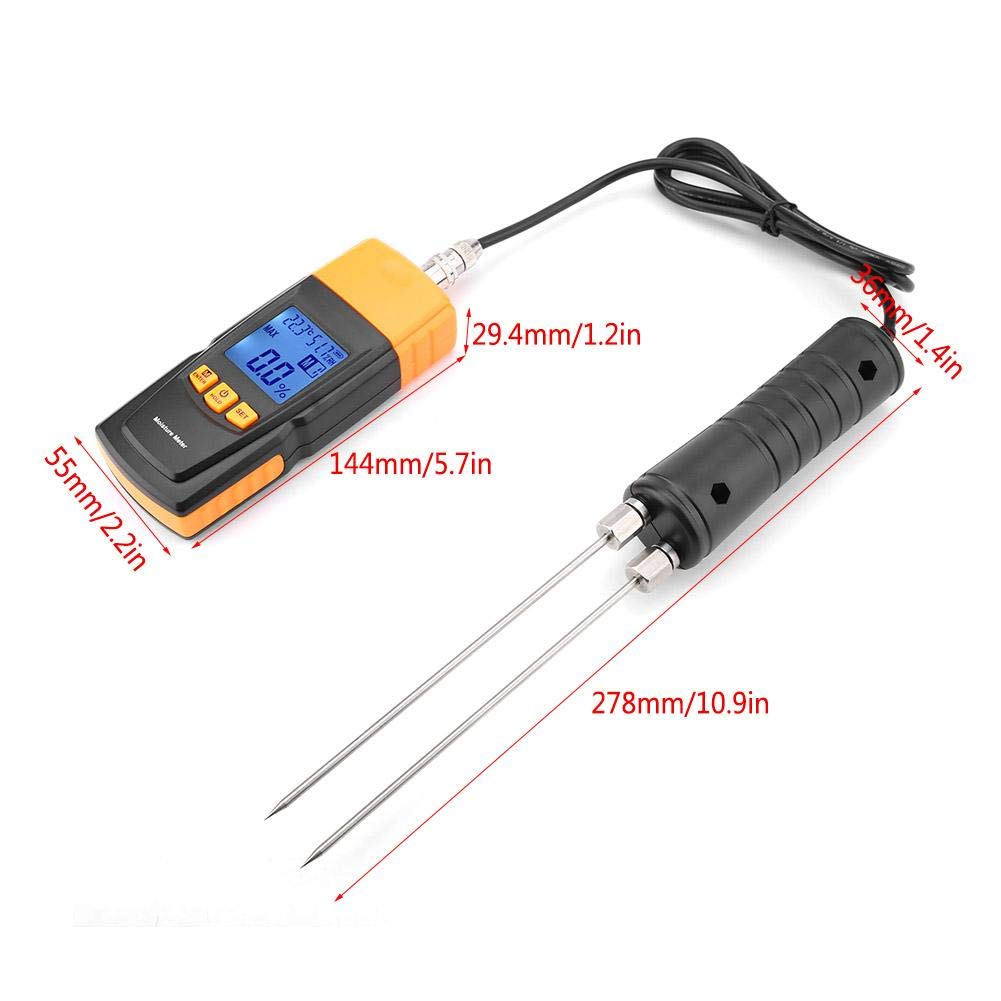 Jectse Medidor digital de humedad de madera, GM620, pantalla LCD ajustable, medidor de humedad para leña, madera, bambú, algodón, papel, detector de humedad de -10-60 ℃
