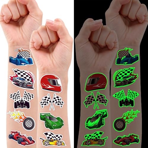 96 PCS Race Car Glow In The Dark Pre-Cut Temporary
