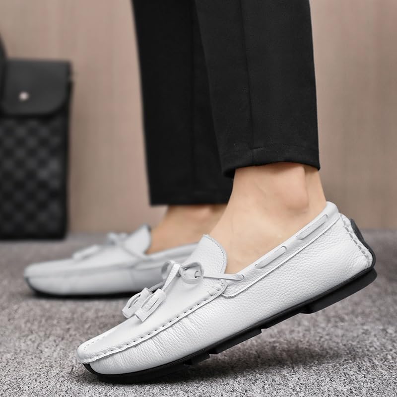 Men's Loafers Shoes Round Toe Tassel PU Leather Lightweight Anti-Slip Resistant Wedding Prom Slip On3