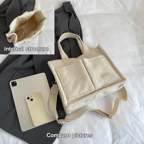 Image of Cherry Tote Bag for Women Canvas Patched Purse Cute Shoulder Bag Multi-Pocket Satchel Handbag for work travel