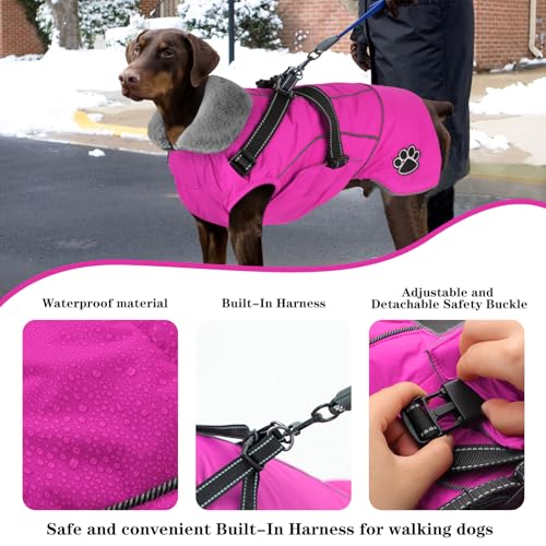 Doglay Dog Coat with Harness, Reflective Warm Dog Jacket Waterproof Puppy Winter Coat for Cold Weather, Adjustable Fleece Jacket for Small Medium Large Dogs - Image 4