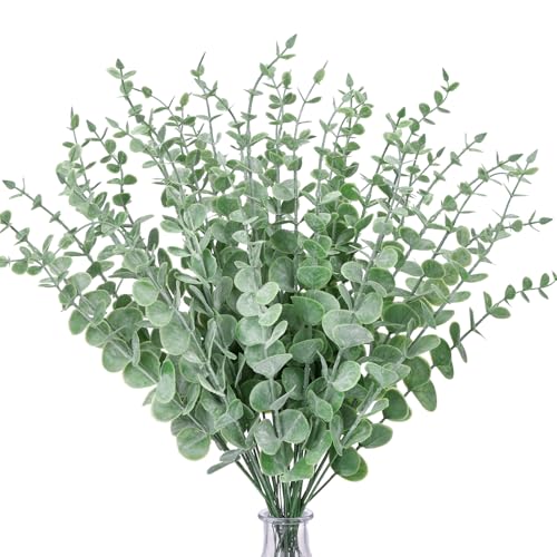 CEWOR 36pcs Eucalyptus Stems Decor 14.1 Inch Artificial Eucalyptus Leaves Fake Greenery Branches for Wedding Centerpiece Flower Floral Arrangement Farmhouse Spring Home Decoration