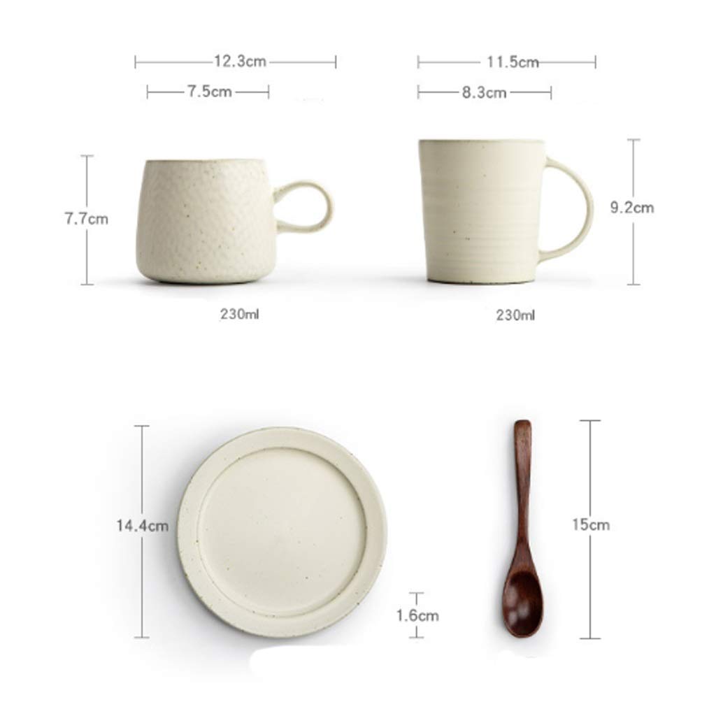 Kaffee-Becher Keramik-Tasse Handgemachte Kaffee-Teetasse Großkapazität Tragbare Büro-Haushalts-Saucer Set Kaffeetasse 230ml (Color : B)