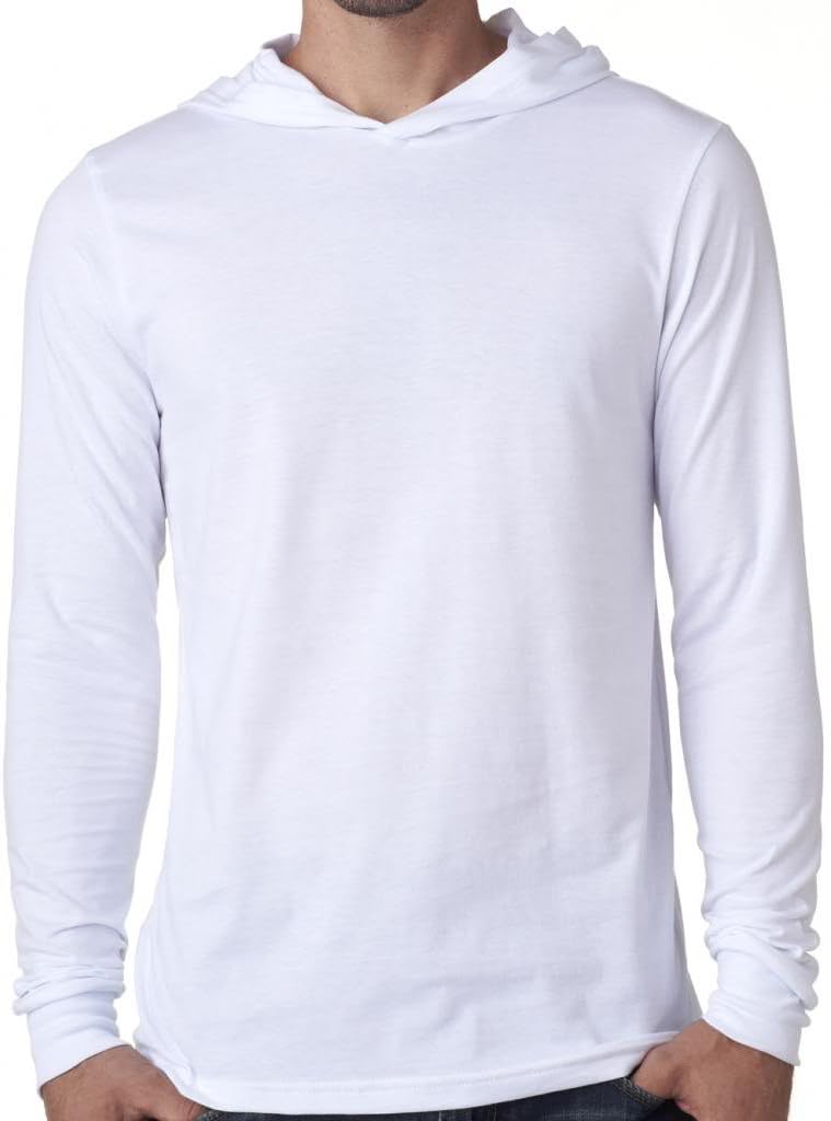 Yoga Clothing For You Mens Lightweight Long Sleeve Hoodie Tee Shirt, XL White