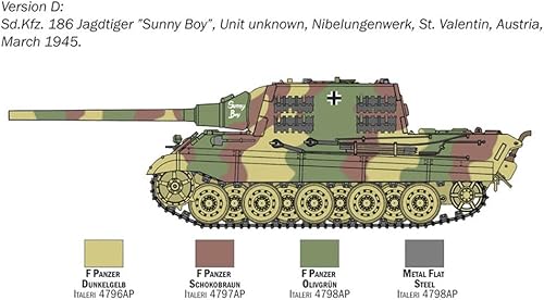 Miniatura 6 de Italeri WWII German Heavy Destroyer Tank Sd.Kfz.186 Yakt Tiger Modelo de plástico, escala 1 56