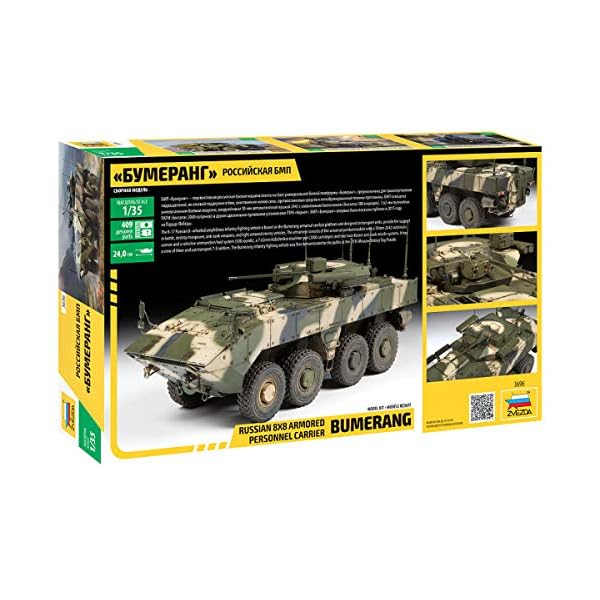 Zvezda 530003696 530003696-1:35" Bumerang-BM Russ.InfantryFight.Veh-Plastikbausatz-Modellbausatz-Zusammenbauen-Bausatz-für Einsteiger-detailliert, unlackiert – Bild 8