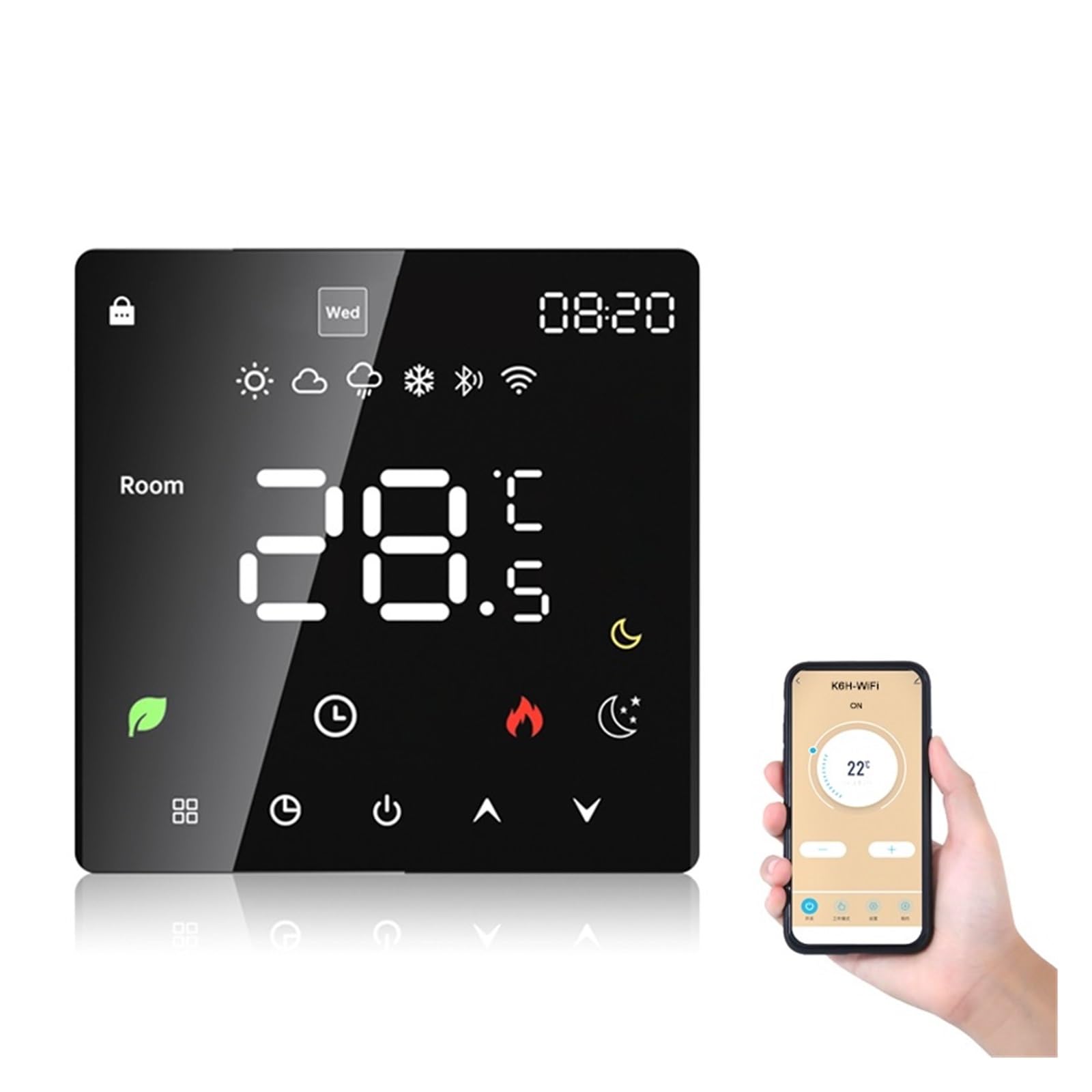 Digital Thermostat, Tuya Smart Thermostat Electric Floor Heating TRV Water Gas Boiler Temperature Voice Remote Controller,for Control Room Temperature(K6H-16A)