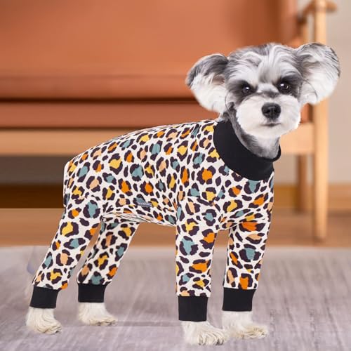 Image of Dog Surgery Recovery Suit for Small Dogs, 4-Legged Dog Onesie After Surgery with Back Snaps, Breathable Cotton Spay and Neuter Bodysuit for Female and Male Dogs