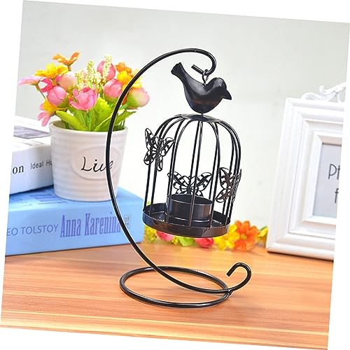 Cabilock Birdcage Candle Holder Black Decor Black Candle Holder Candlestick Black Trim Black Chandelier Black Sconces Candle Lanterns Bird Cage Decor Retro Decor Bracket European Style