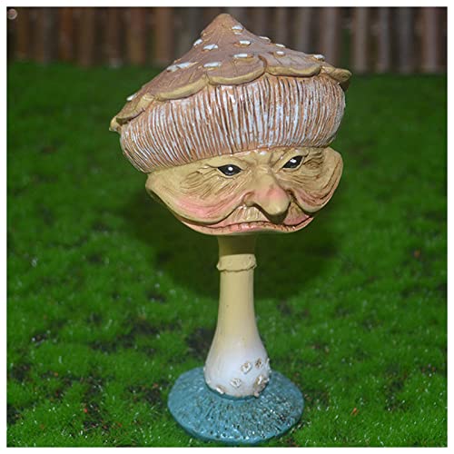 Statue de champignon avec visage de sorcière, sculpture artisanale haut de gamme en résine