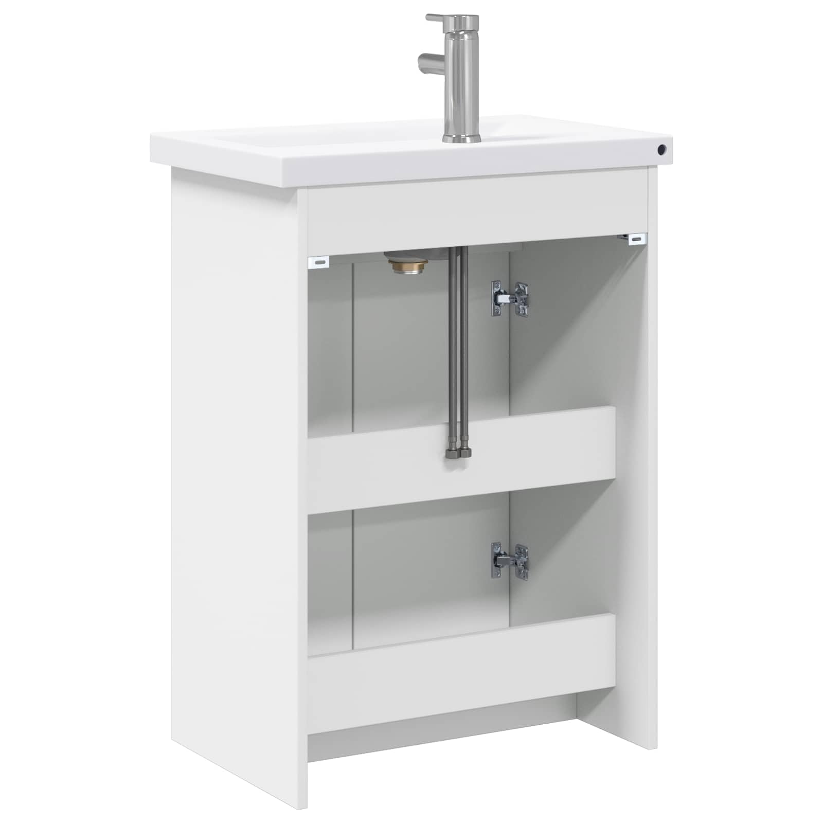 Set di mobili da bagno bianco 81 x 40 x 84,5 cm in legno con vano portaoggetti, lavabo e rubinetto per bagni interni, design moderno, facile da montare, durevole, ideale per ristrutturazioni