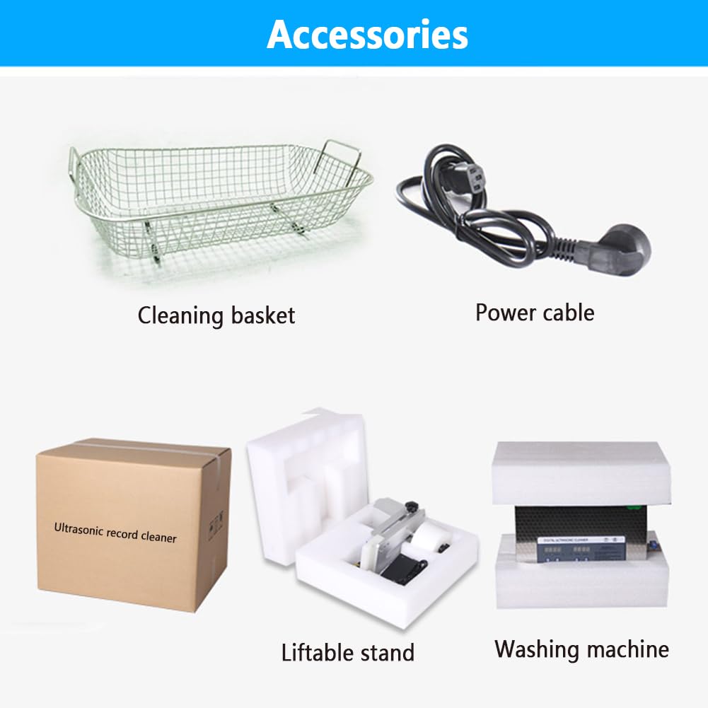 Kit di pulizia per dischi in vinile ad ultrasuoni, 6 l, portatile, con 4 sacchetti per la pulizia, sistema di pulizia professionale dei dischi ripristina la qualità del suono