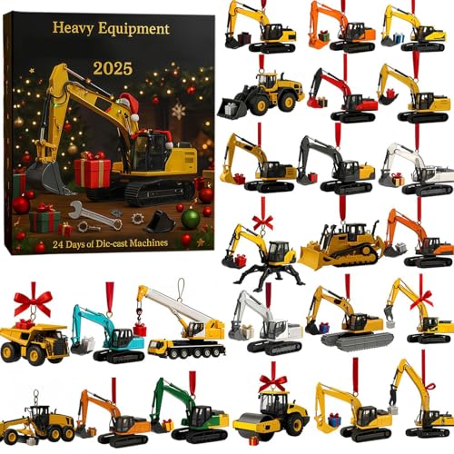 2025 Calendario de Navidad - 11 pulgadas de Adviento regresiva con 24 mini colgantes máquina | Equipo pesado 2D Acrílico fundidos | Regalo de decoración de vacaciones para hombres mujeres