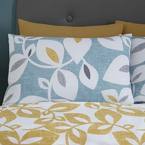 Catherine Lansfield Inga Leaf Reversible Single Duvet Cover Set with Pillowcase Teal Green - Cosy Home Interiors Catherine Lansfield Inga Leaf Reversible Single Duvet Cover Set with Pillowcase Teal Green - Image 2