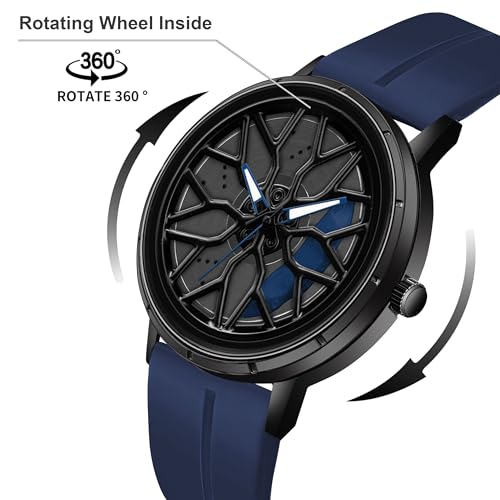 Image of Shocknshop RevolveX Rotating Hollow Wheel Hub Creative Fashion Analog Silicone Magnetic Strap Wrist Watch for Men Boys -WCH368