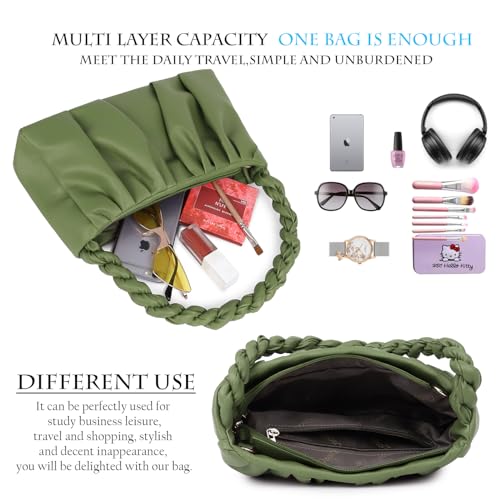 Image of GreenTextured Structured Handheld Bag ll Women's Western Casual Solid Zip Handheld Bag | Ideal for Office, College & Everyday Use Tote Bags for Women Soft Leather Clutch Purses for Women.