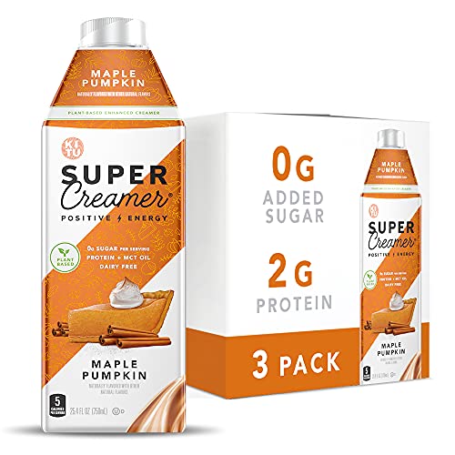 Kitu Super Coffee Plant Based Keto Coffee Creamer | 0g Added Sugar, 2g Pea Protein, 15 Calories [Maple Pumpkin 25.4 Fl Oz, 3 Pack