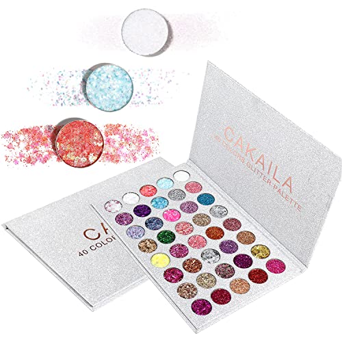 40 Colors Gel Glitter Eyeshadow Palette Glitter Sparkle Glue Eyeshadow Ultra Pigmented Metallic Shimmer Glitter Eyeshadow Palette Set, Makeup Eye Shadow Powder Long Lasting Waterproof