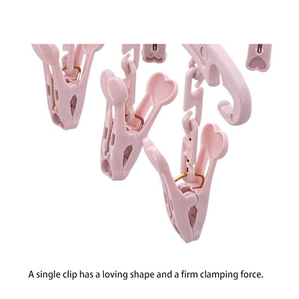 Standard-Kleiderbügel, Faltbarer Kleiderbügel, Multi-Clip-Kleiderbügel, winddichter Haken-Kleiderbügel für Kleidung, Baby, multifunktionale Reise-Haushalts-Kleiderbügel, Trocknen, Rack (Rosa)