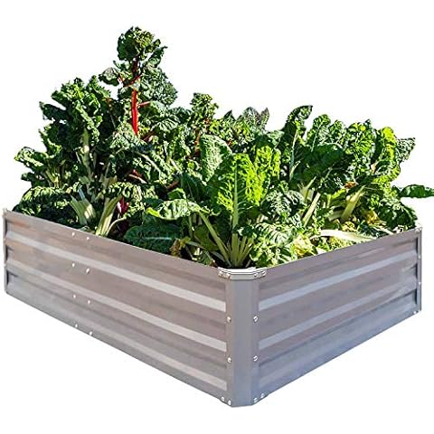 FOYUEE Galvanized Raised Garden Beds for Vegetables Metal Planter Boxes Outdoor Large Patio Bed Kit Planting Herb 5x3x1ft Cover