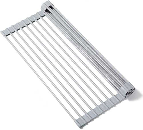 Escurridor de platos de silicona enrollable, escurridor de platos de cocina resistente al calor, estante plegable multiusos para secar platos para