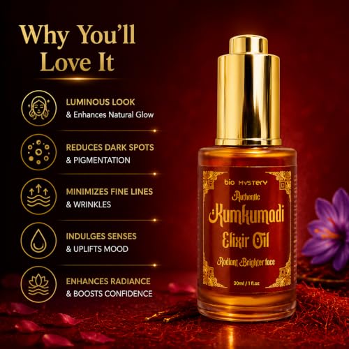 Image of Authentic Kumkumadi Elixir Oil, Rodiont Brighter Face Oil For Glowing Skin, Dark Spot Wrinkles and Pigmentation | Rich in Vitamin A & C | 30ml /1 floz
