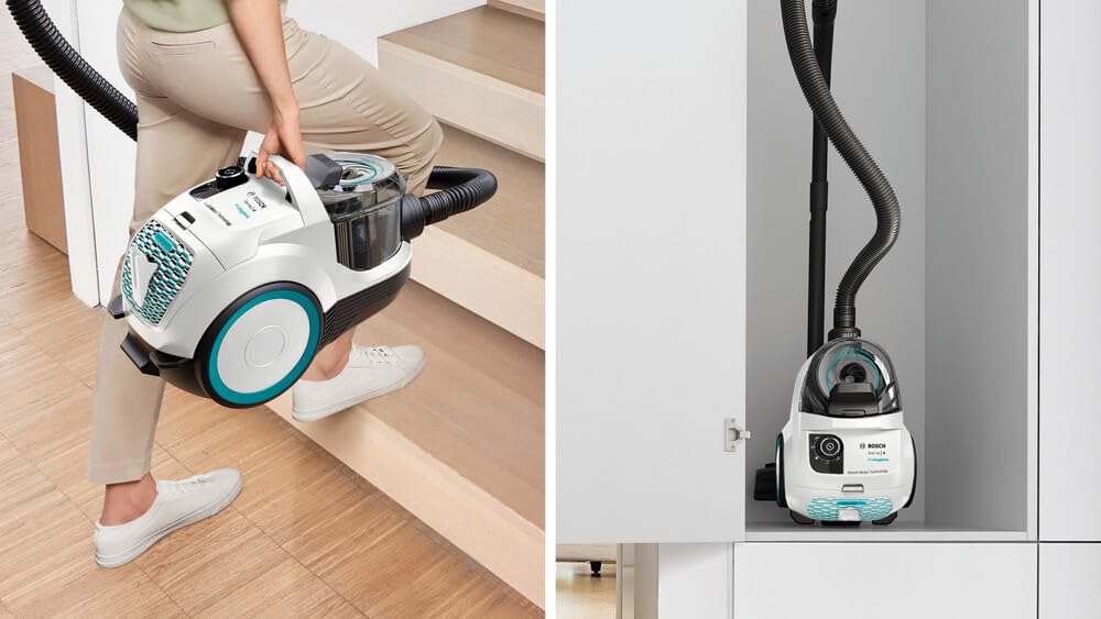 Bosch Electroménager Série 4, BGC21HYG1, aspirateur traîneau sans Sac Pro Hygiène, Filtre hygiénique UltraAllergie, Puissant et Compact, 550 Watts, Accessoire pour Matelas Inclus, Blanc